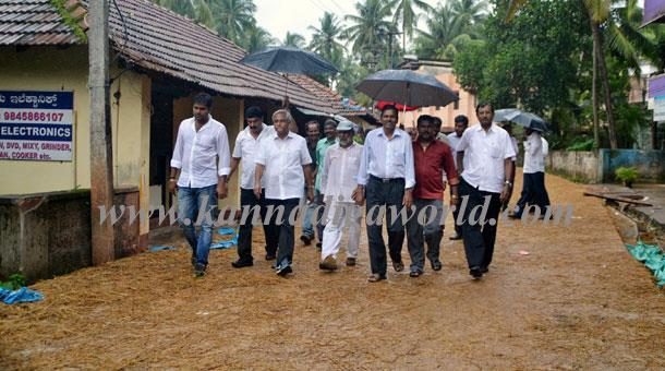 MLA J R Lobo inspects concrete works in Jappinamogaru main road